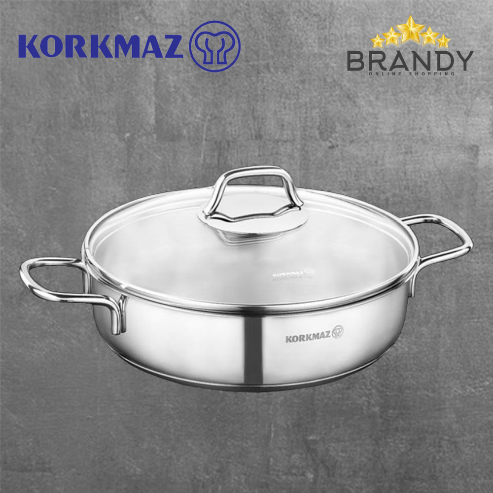Perla Low Casserole 24cm Stainless Steel Cookware with Lid