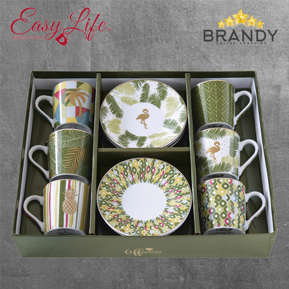 Tropical Coffee Cups Set 6pcs