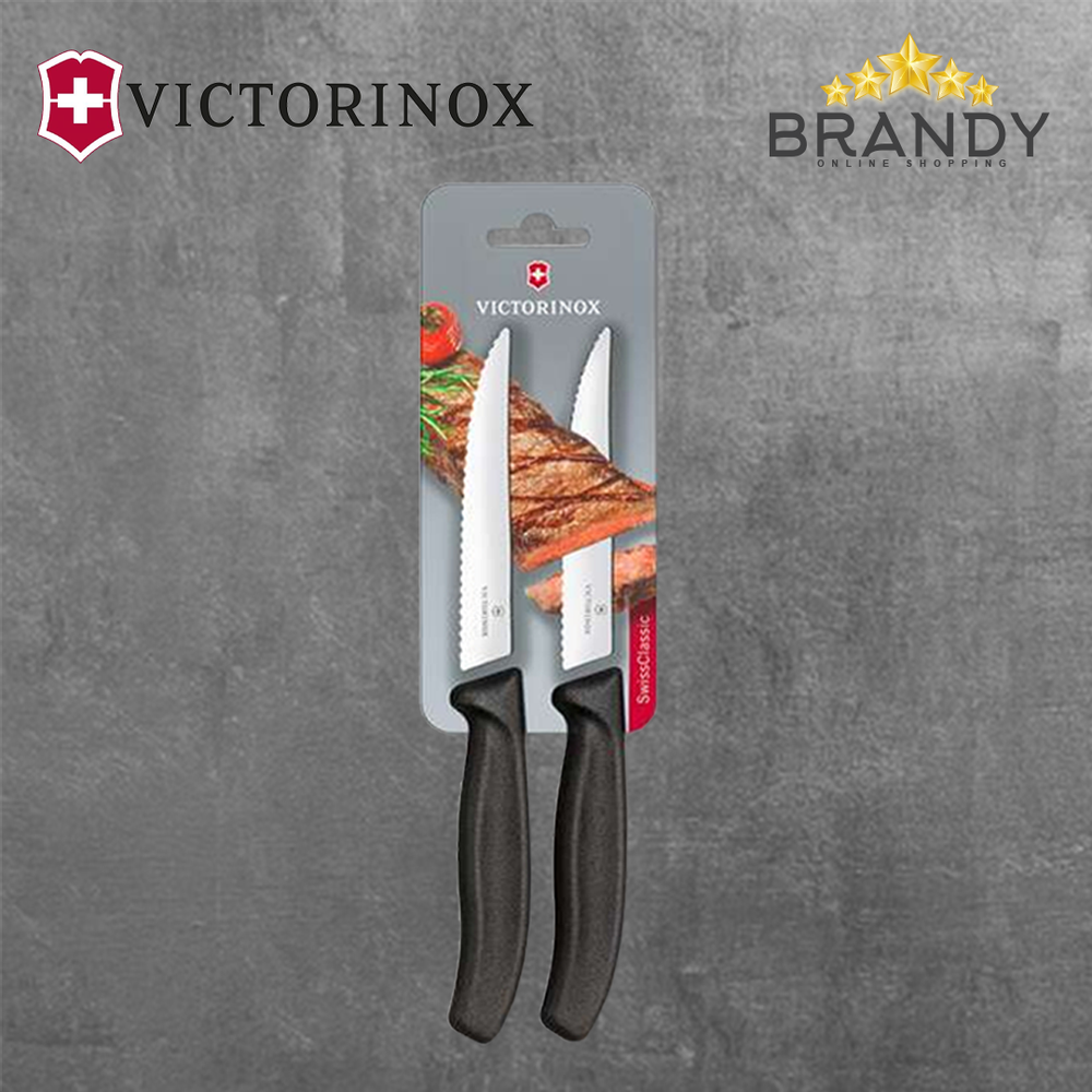 Victorinox SwissClassic Gourmet Steak Knife Set 2 pc 12 cm Serrated Black