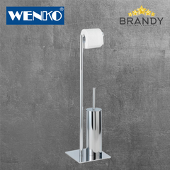 Wenko Recco Freestanding Toilet Brush & Roll Holder Satin Stainless