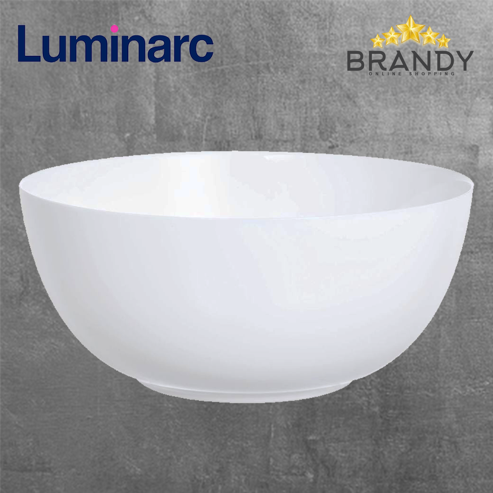 Diwali White Salad Bowl 26cm - Opal Glass, Made in France