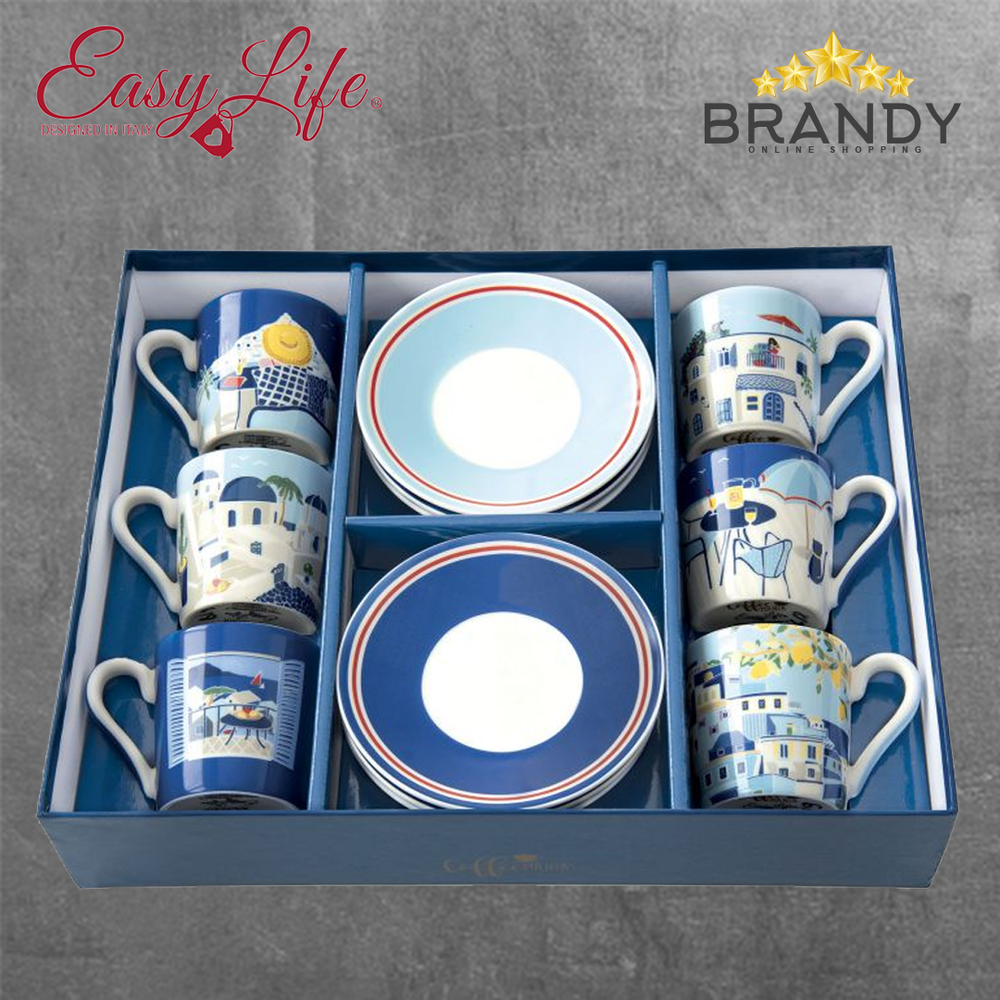 Sea Dreams Coffee Cups Set 6pcs, Porcelain 100ml