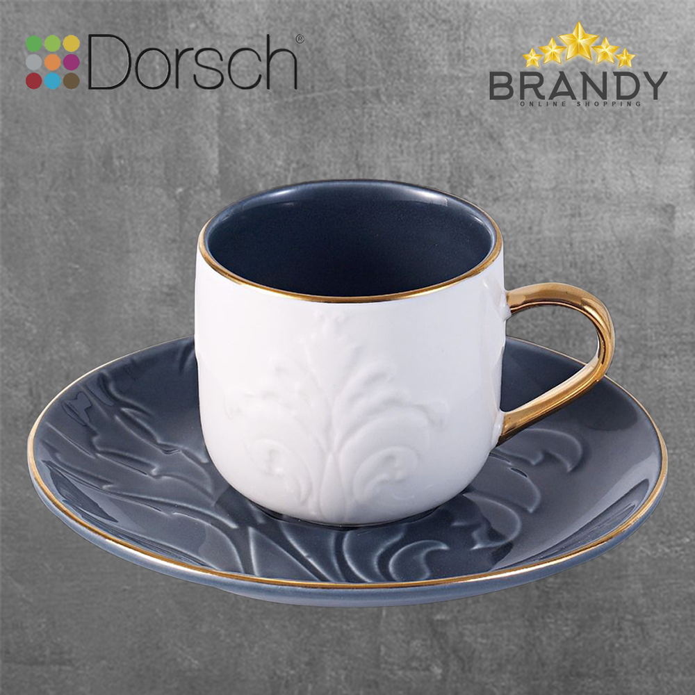 Leaf Navy Coffee Cups Set 6pcs