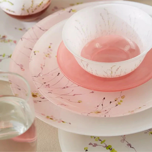 Trompette Dinner Set 46pcs Elegant Floral Glass Tableware Set