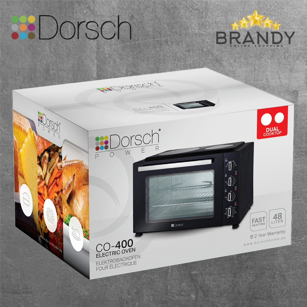 Electric Oven With Hob 48L, 1800W, Black