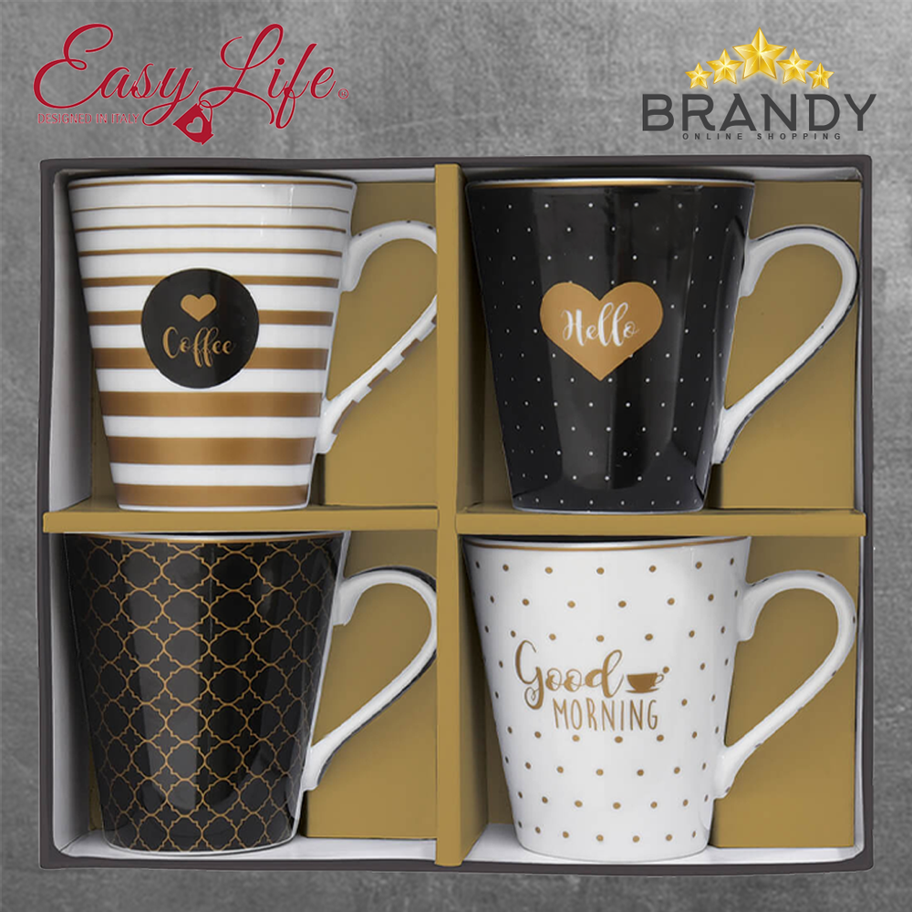Good Morning Mugs Set 4pcs Porcelain 300ml