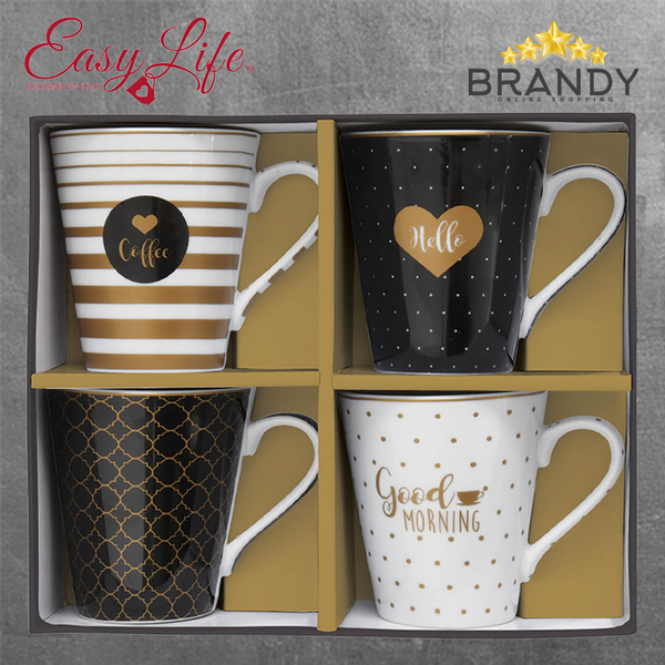 Good Morning Mugs Set 4pcs Porcelain 300ml