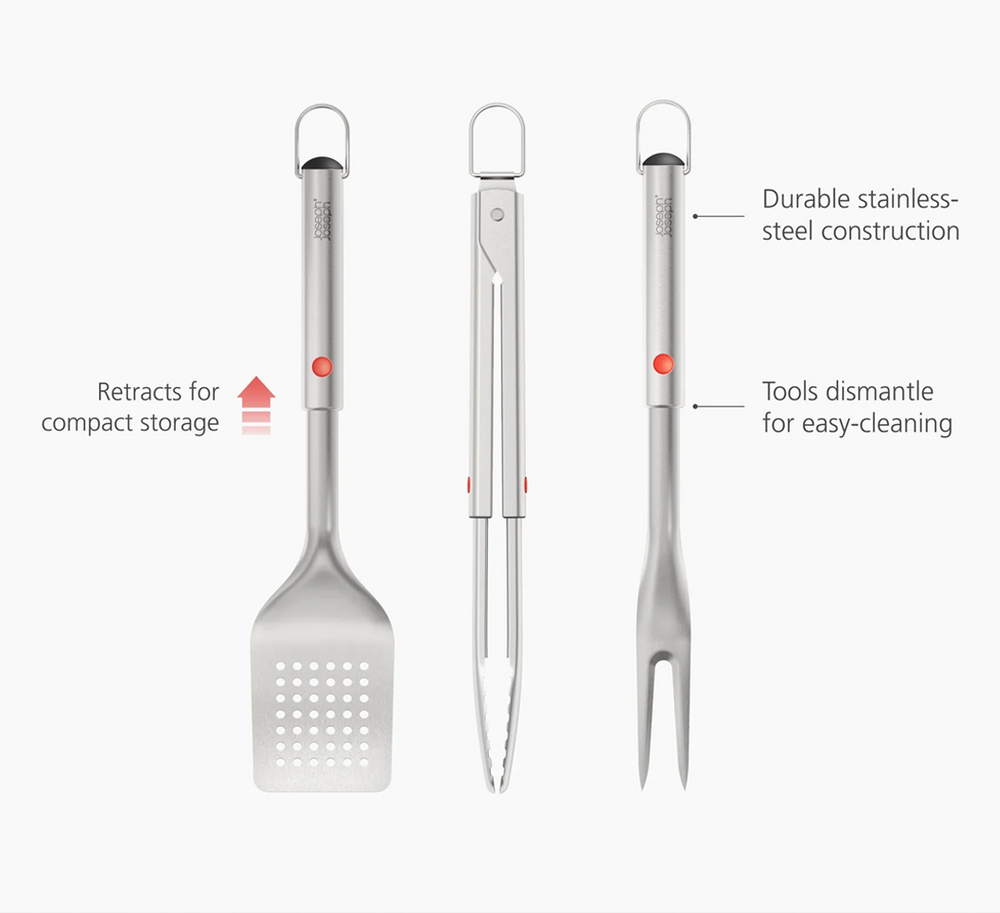 GrillOut Retractable BBQ Tool Set