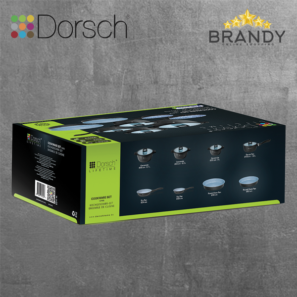Dorsch Lifetime Granite Cookware Set 8pcs + 3 Wooden Spoons
