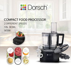 Dorsch Compact Food Processor DH-07215 1.5L 800W 2-Speed + Free Luminarc Oven Roaster