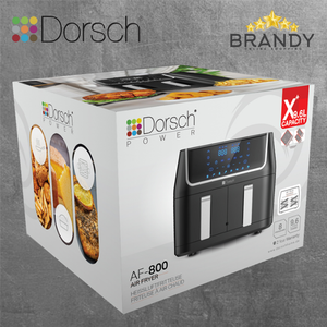 Dual Air Fryer Digital 4.8L+4.8L AF800 + Free 2 Pyrex Glass containers