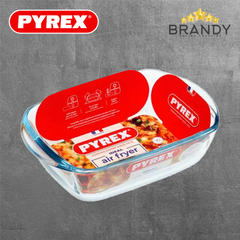 Pyrex 215B100 Rectangular Glass Roaster for Air Fryers 23×15 cm 1.2 L