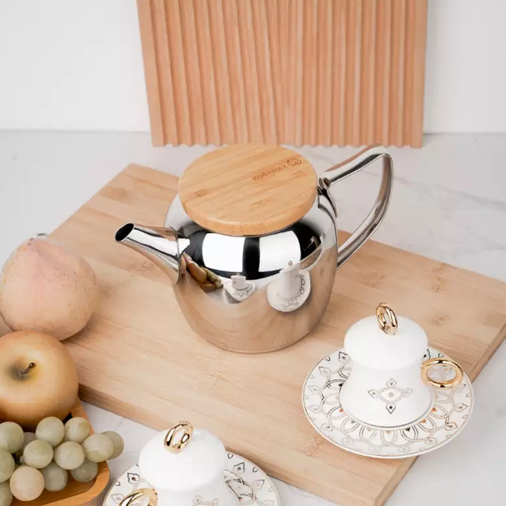 Montana Stainless Steel Tea Pot with Wooden Lid