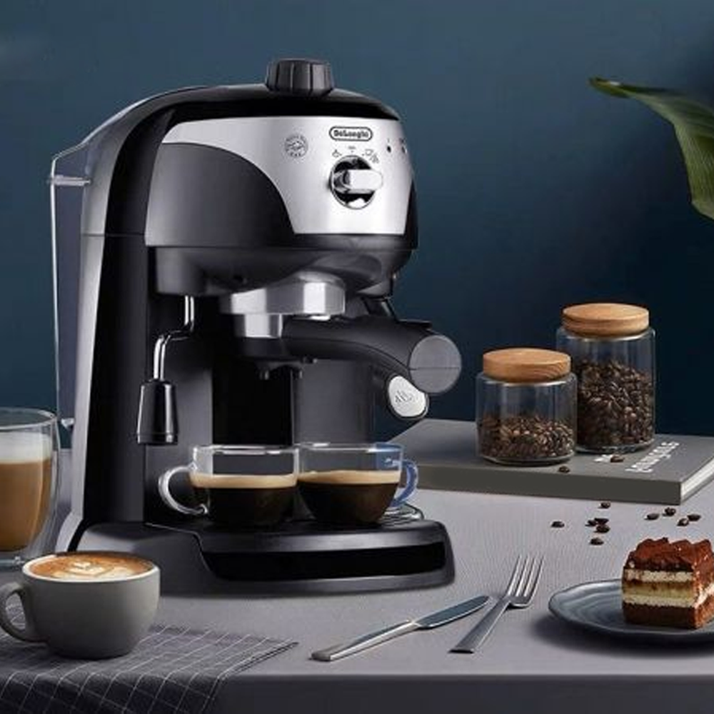 Espresso Maker Black EC221B 15-Bar Pressure Manual Milk Frother Coffee Machine