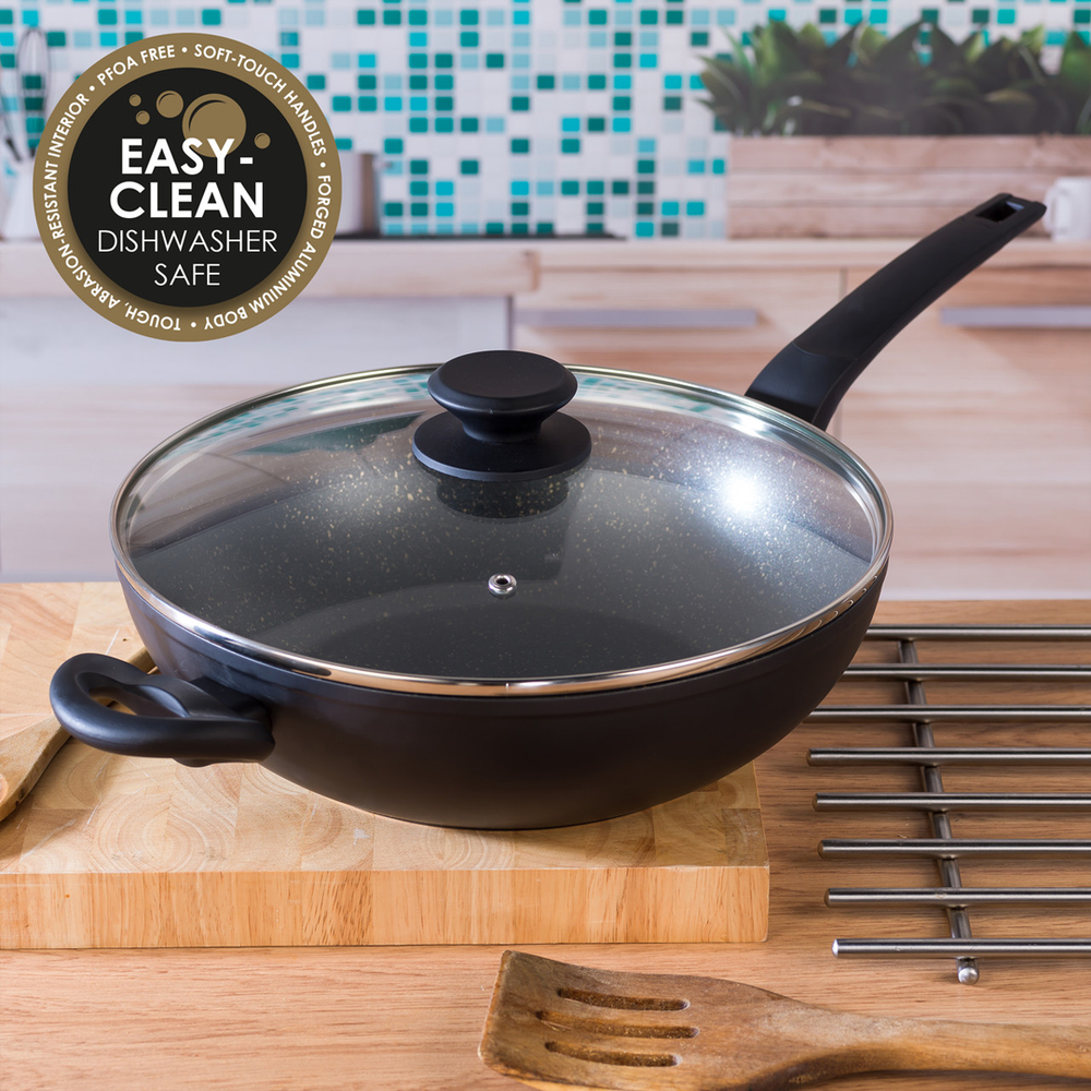 Cook Easy Wok, Aluminum with Titanium Coating, Non-stick, 32cm & 36cm
