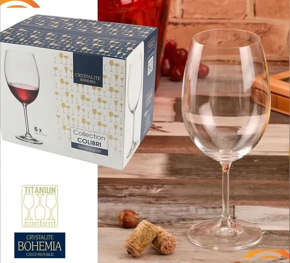 Colibri Wine Glasses Set 6pcs, Crystal Drinkware