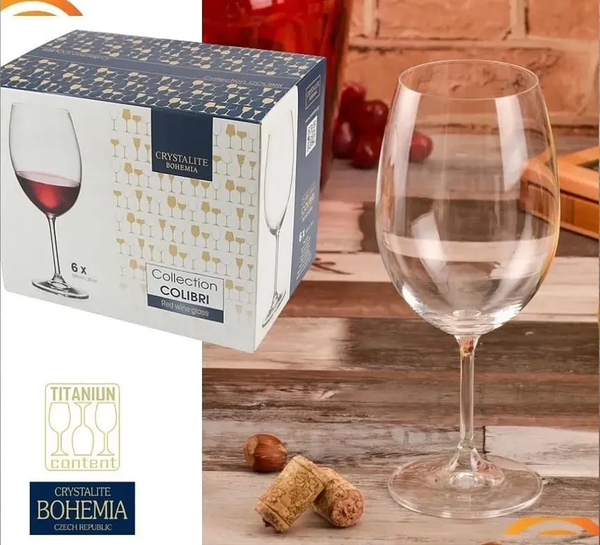 Colibri Wine Glasses Set 6pcs, Crystal Drinkware