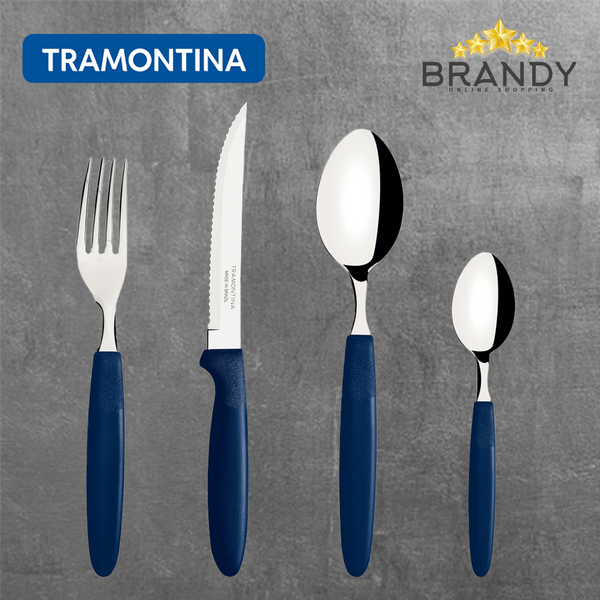 Tramontina Ipanema 25-Piece Cutlery Set Blue Stainless Steel Blades