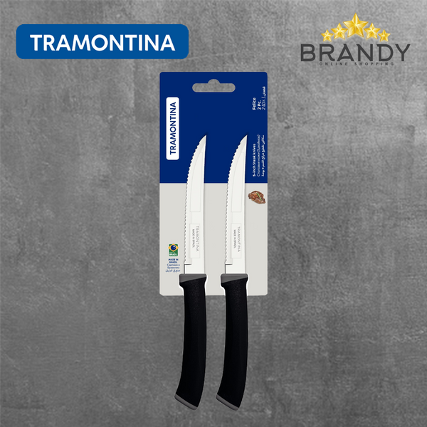 Tramontina Felice Set 2 Steak Knives Black Serrated Blades
