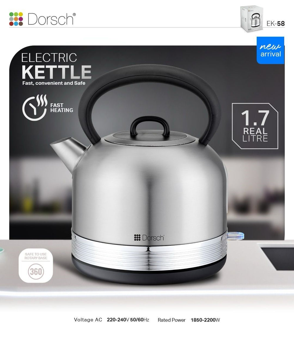 Kettle Silver 1.7L EK-58 with Automatic Shut Off