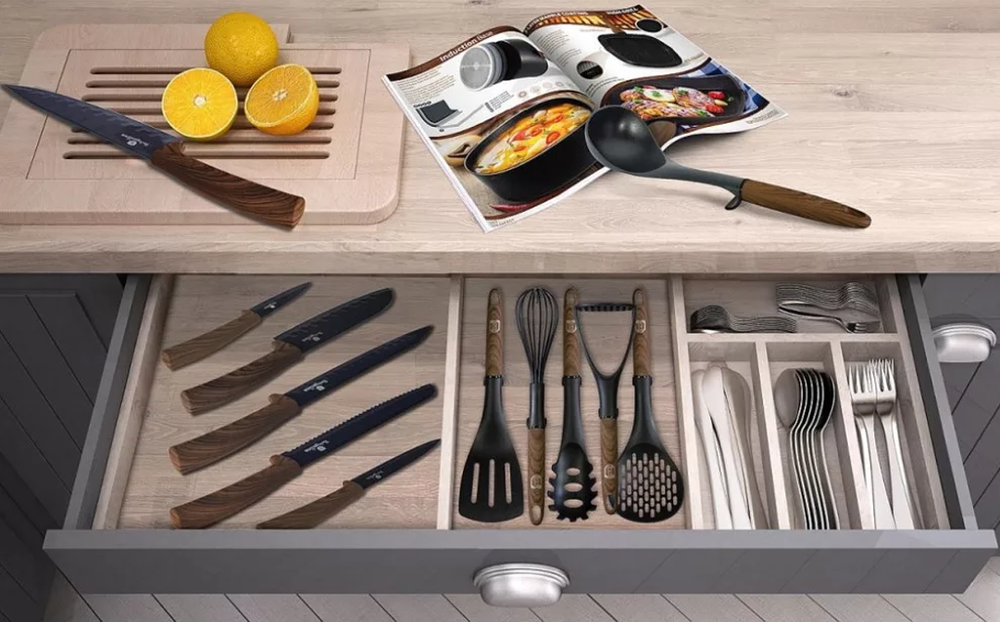 Forest Set 4 Kitchen Tools Nylon Utensils with Wood-Effect Handles