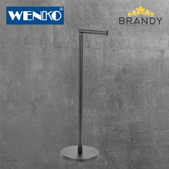 Wenko 2-in-1 Freestanding Toilet Roll Holder Matte Black 24034100