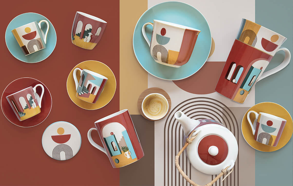 Bauhaus Coffee Cups Set 6pcs - Porcelain, 100ml