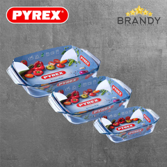 Pyrex Irresistible 3-Piece Rectangular Glass Roaster Set 2.2 L, 3.1 L, 4 L