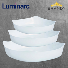 Luminarc Smart Cuisine 3-Piece Square Roaster Set Opal Glass-1