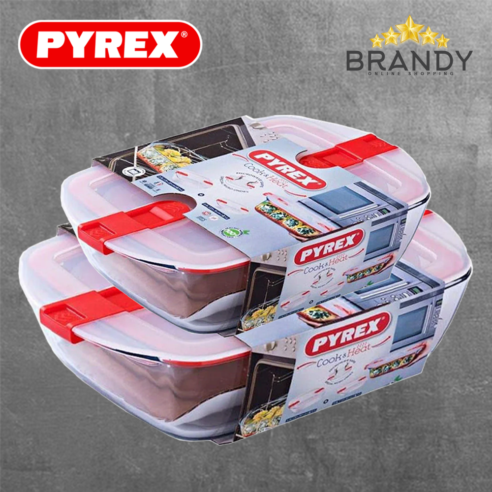 Cook & Heat Set 2 Containers, Tempered Glass
