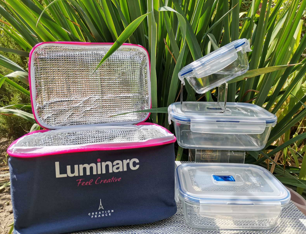 Lunch Bag Set 4pcs with Tempered Glass Containers