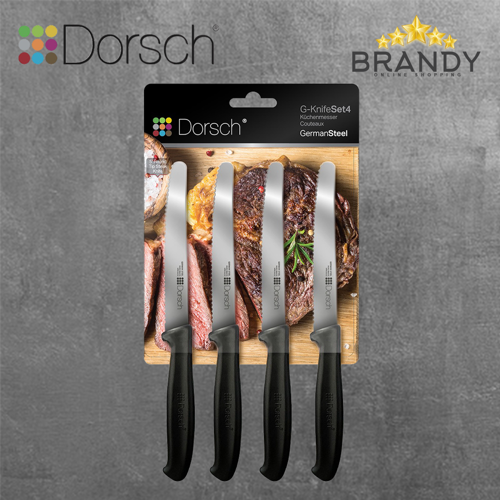 Set 4 Steak Knives with Stainless Steel Blades