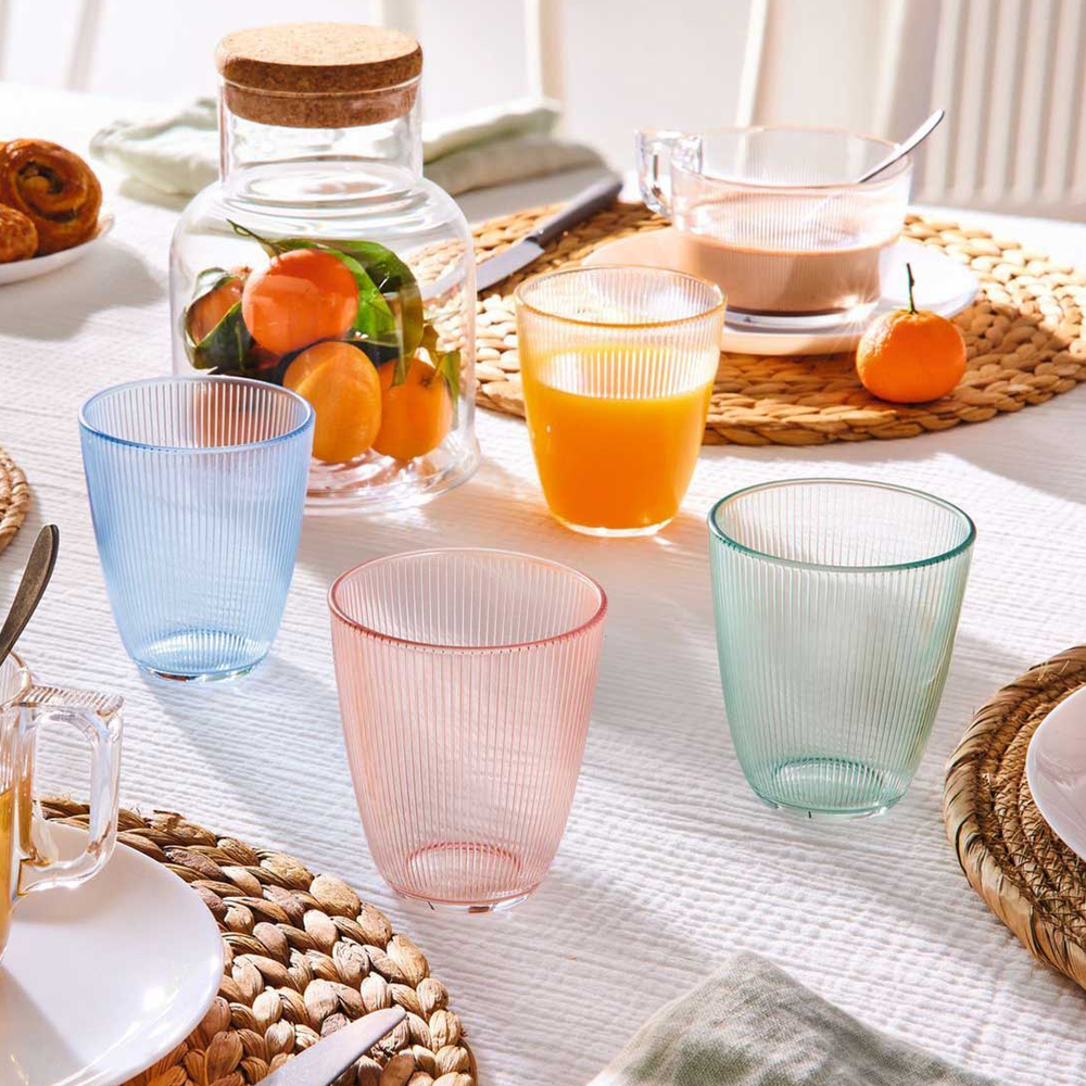Stripy Green Short Cups Set 6pcs