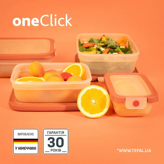 Tefal ONECLICK Food Container Rectangular 1.2 L Leakproof Blue/Coral