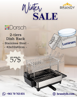 Stainless Steel 2-Tier Dish Rack + Free Luminarc Roaster