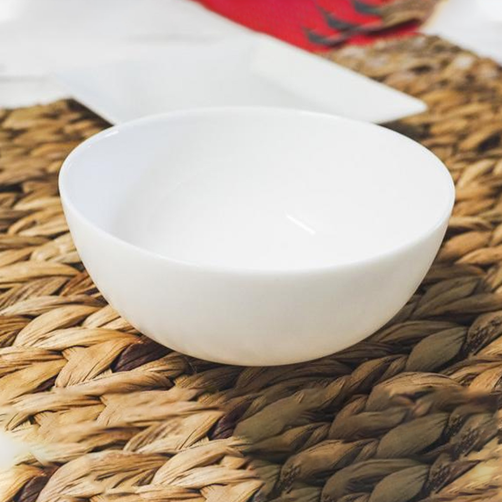 Diwali White Bowls 12cm Set 6pcs Opal Glass