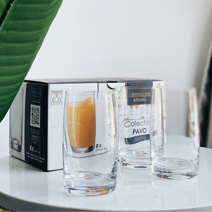 Long Cups Set 6pcs Crystal Glass 250ml
