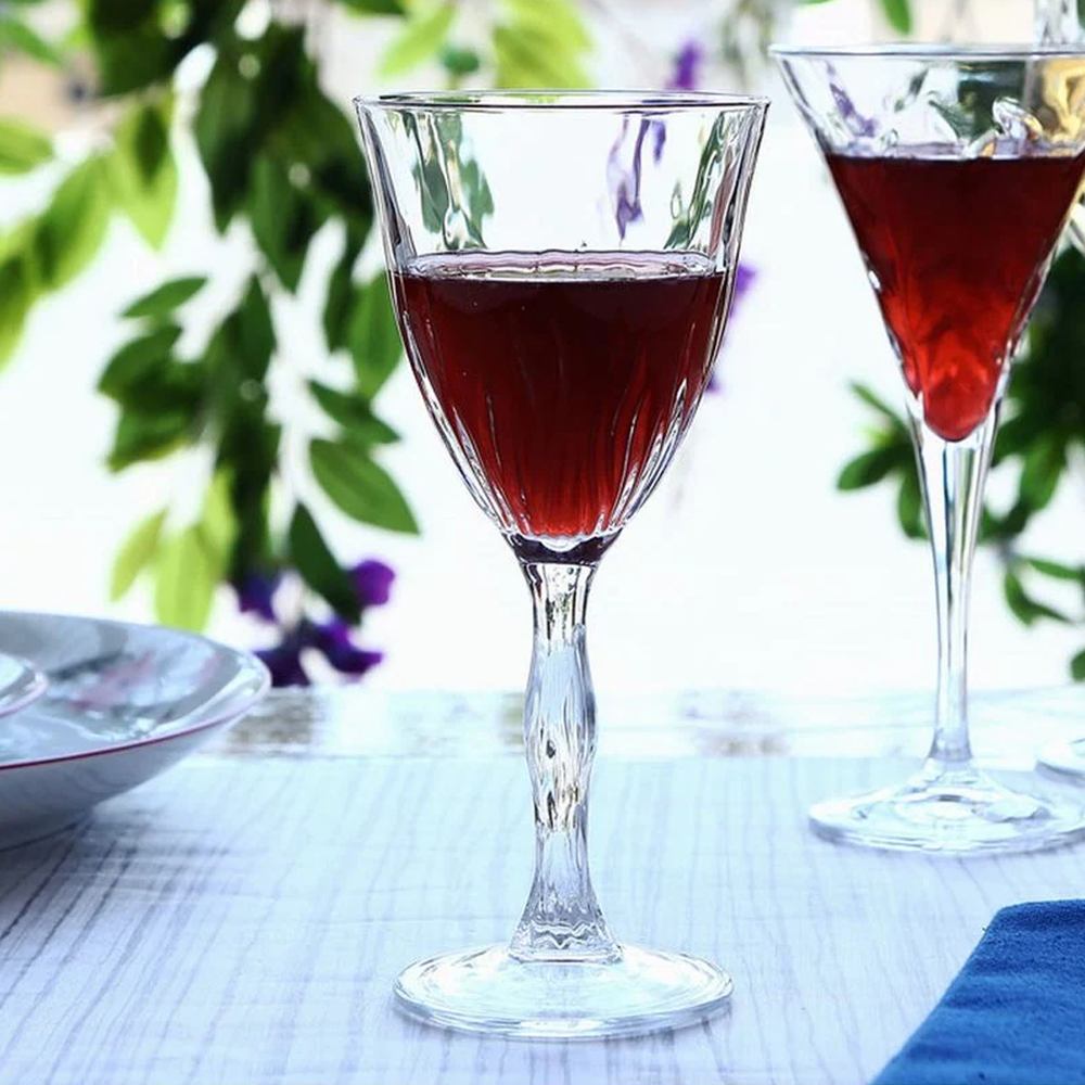 Fire Wine Glasses Set 6pcs, Crystal Glass, Made in Italy