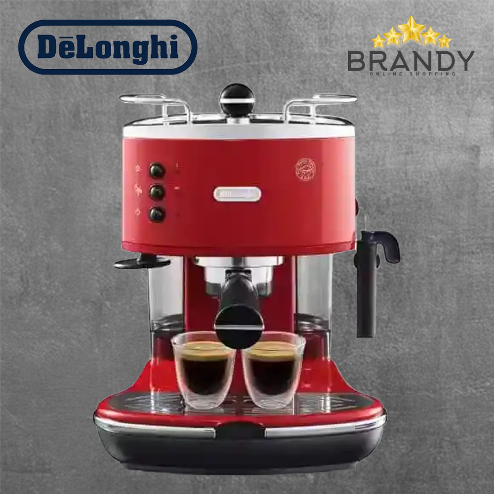 Icona Espresso Maker Red ECO311R Retro Manual Coffee Machine 15-Bar Pressure
