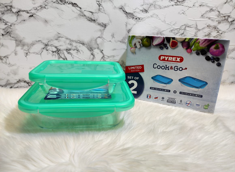 Cook & Go Set 2 Containers With Lid - Tempered Glass