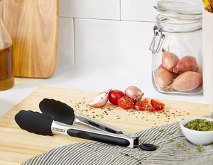 Leifheit Silicone-Tipped Kitchen and Grill Tongs Stainless Steel Locking 23 & 31 cm