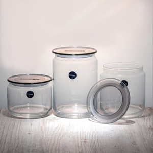 Plano Grey Set 3 Jars Glass Food Containers