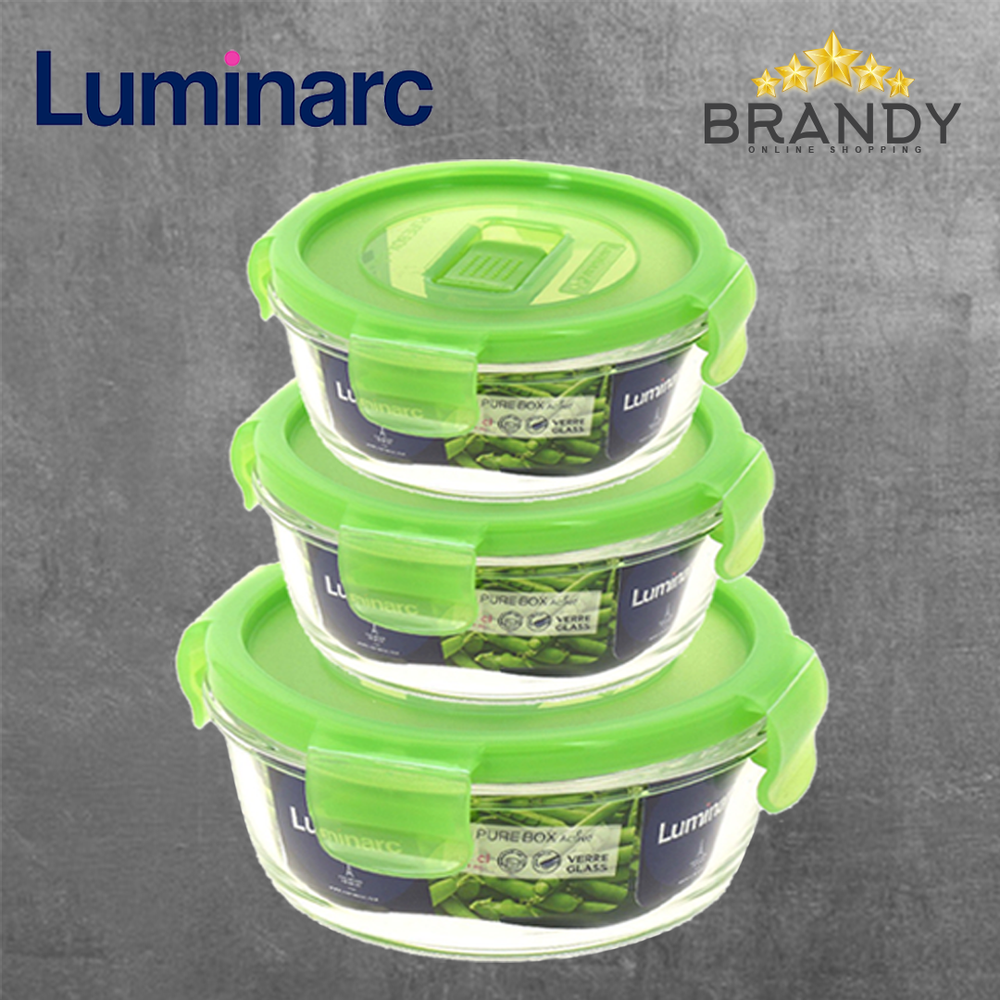 Pure Box Set 3 Round Food Containers Green