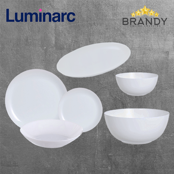 Diwali White Dinner Set 46pcs, Opal Glass Tableware