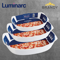 Luminarc Smart Cuisine 3-Piece Rectangular Opal Glass Roaster Set