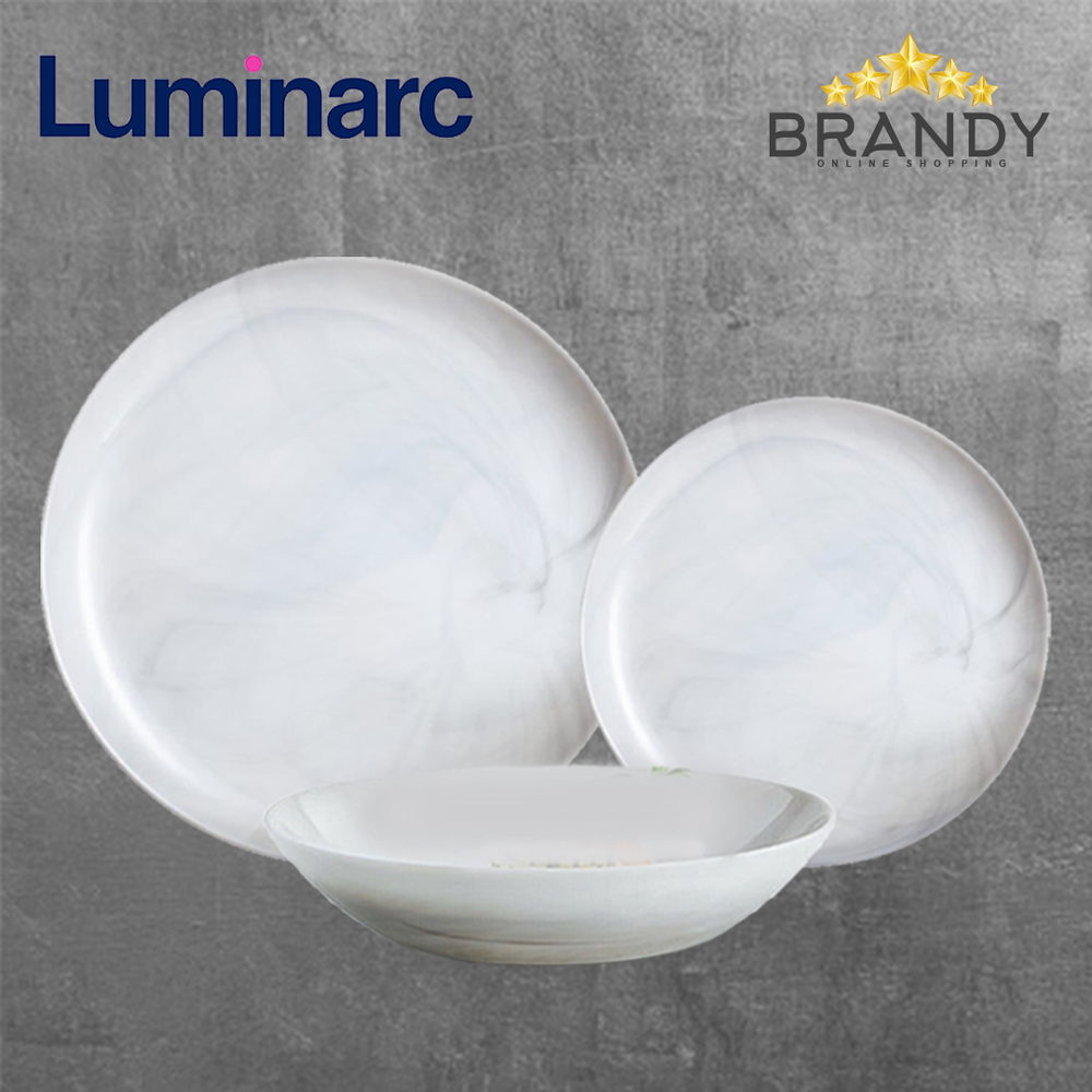 Diwali Granite Marble Dinner Set 36pcs, Opal Glass Plates