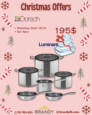Dorsch Steel Pro Cookware Set 6pcs + Free Luminarc 4 Glass Containers