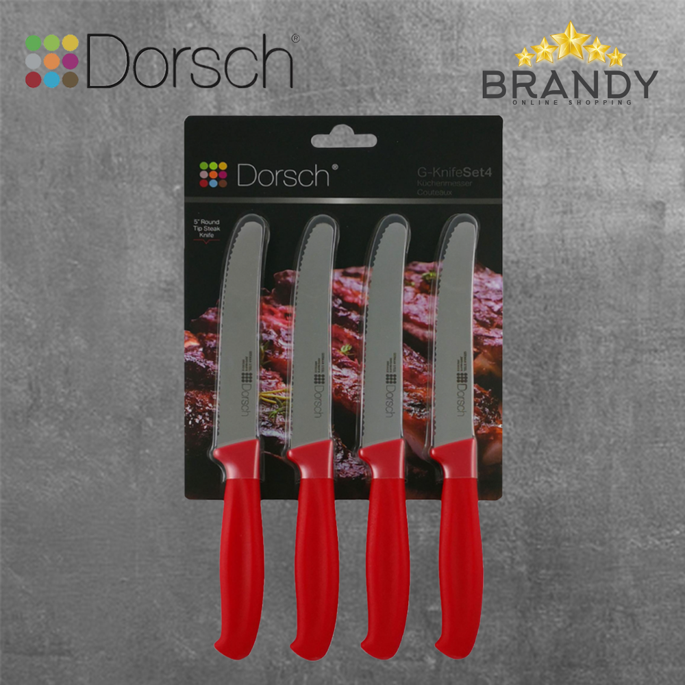 Set 4 Steak Knives with Stainless Steel Blades