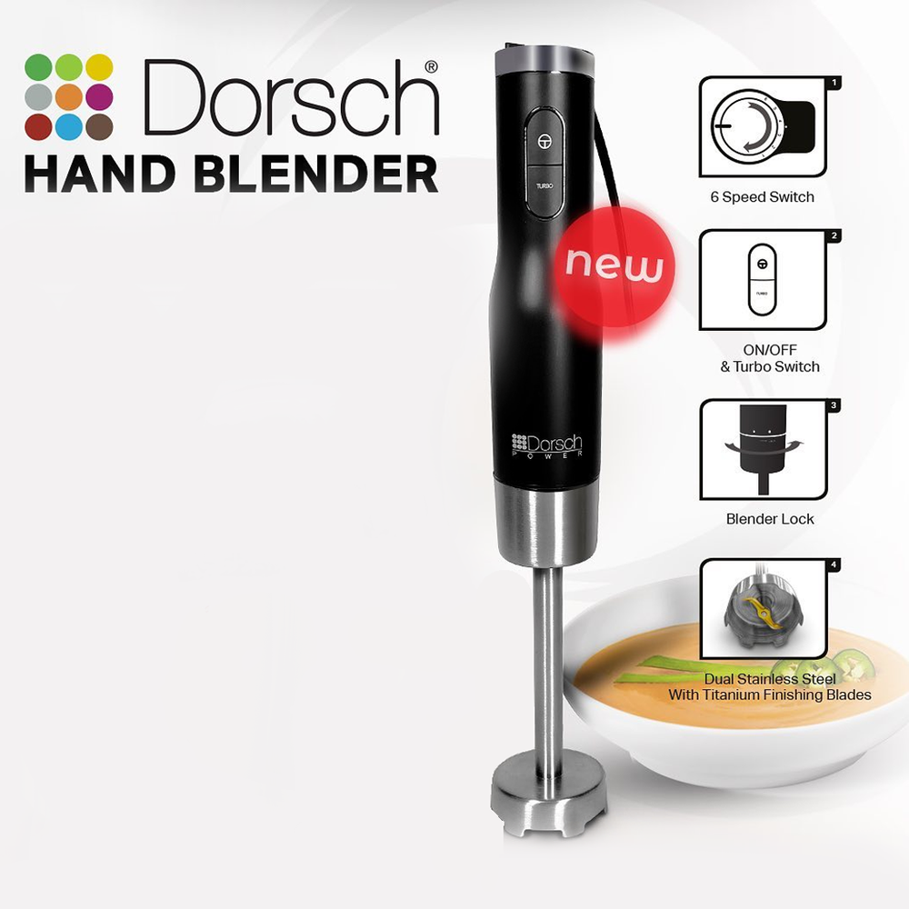 Hand Blender DH-07202, 800W, 8 Speeds, Stainless Steel