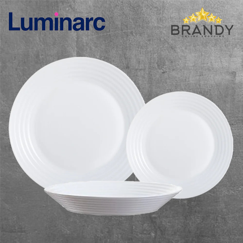 Luminarc Harena Opal Glass Plates — White 27/25/23.5/19 cm